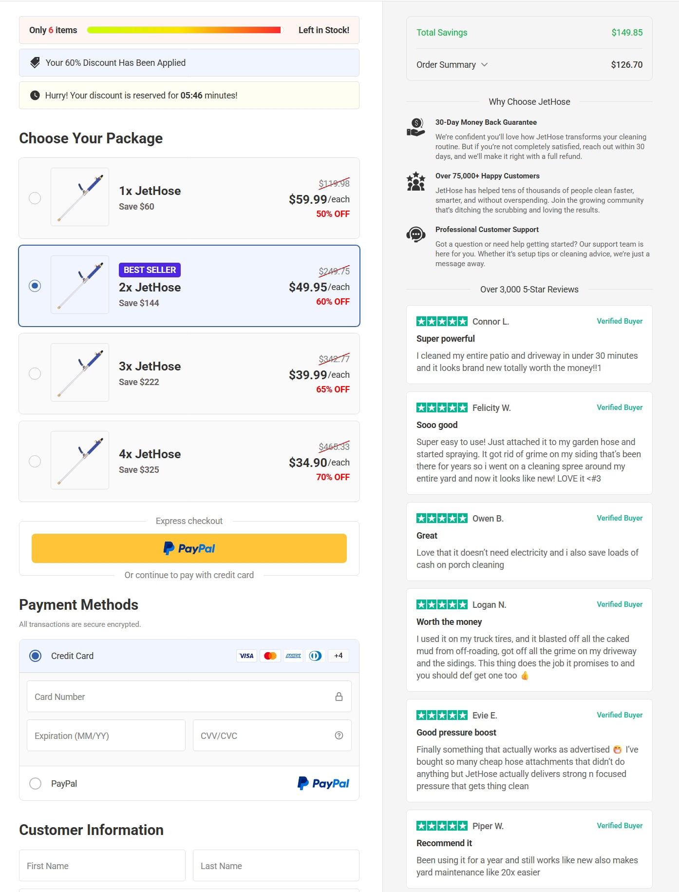 JetHose pressure washer order now